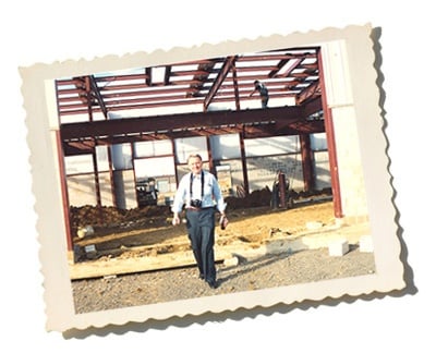 Jerry Radwell standing in fron of the Moorestown Construction site of Radwell International